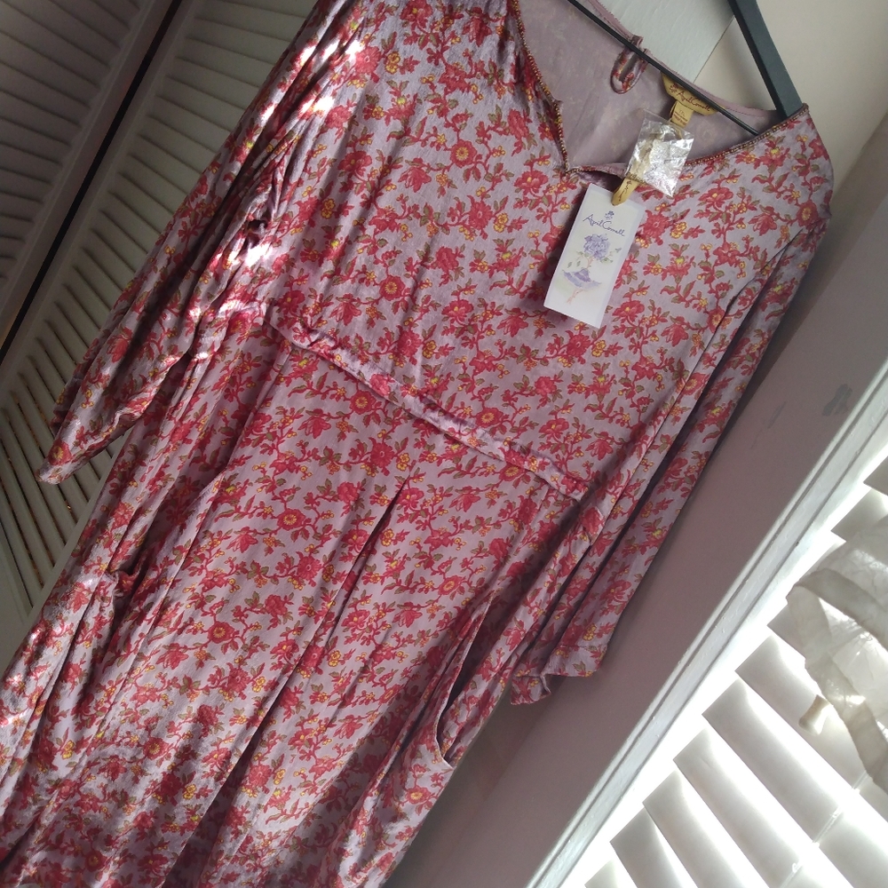 APRIL CORNELL NWT LILAC VELVET FLORAL HOLIDAY PRAIRIE COTTAGE DRESS, SZ XXL